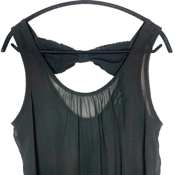 Wet Seal Black Sequin Bow Back Chiffon Tank Top Blouse Size Medium - Picture 3 of 4